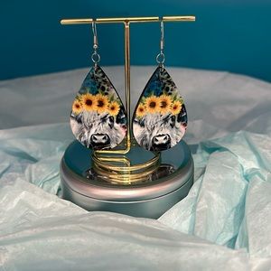 Handmade New - Cow print sublimation earrings .